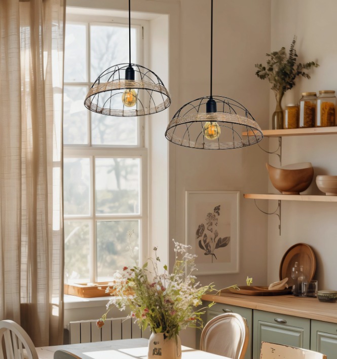 Lampara cruzada con 6 aspas